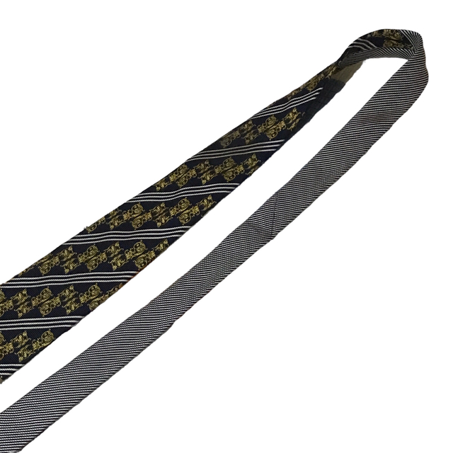【超美品】ヴェルサーチ　ネクタイ　スカーフ柄　黒 銀　シルク100% イタリア製