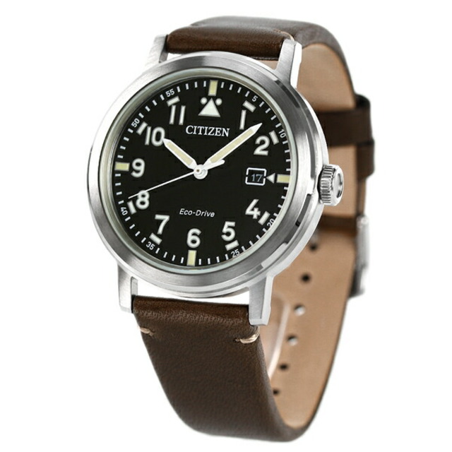 シチズン CITIZEN 腕時計 メンズ AW1620-21E シチズン コレクション レコードレーベル スタンダードスタイルプラス エコ・ドライブ 特定店取扱いモデル RECORD LABEL Standard Style + エコ・ドライブ（J810/日本製） ブラックxダークブラウン アナログ表示