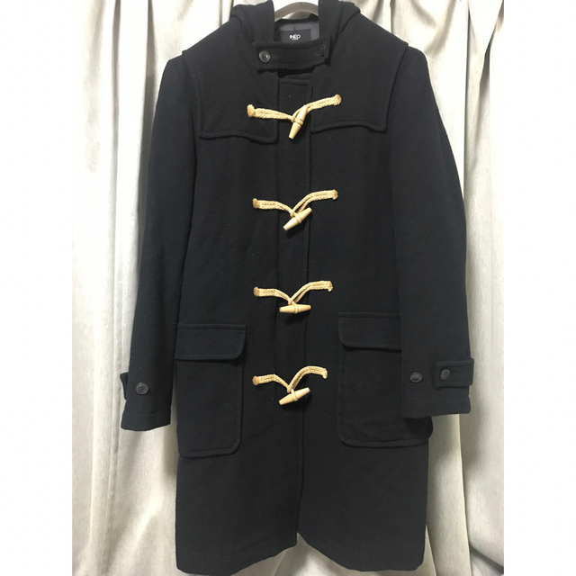 INED(イネド)のINED HOMME 日本製メンズダッフルコート 黒 フリーサイズ イネド メンズのジャケット/アウター(ダッフルコート)の商品写真