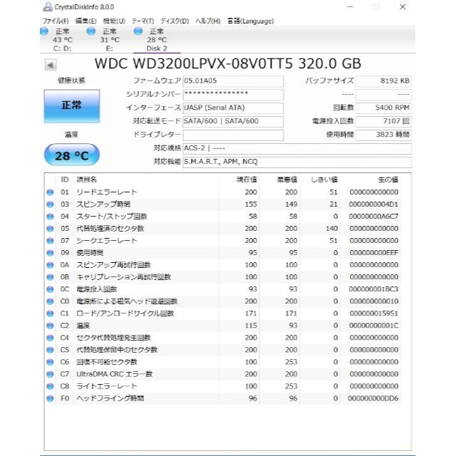 ★内蔵 HDD320G 2.5インチ SATA ３個セット正常判定★ スマホ/家電/カメラのPC/タブレット(PCパーツ)の商品写真