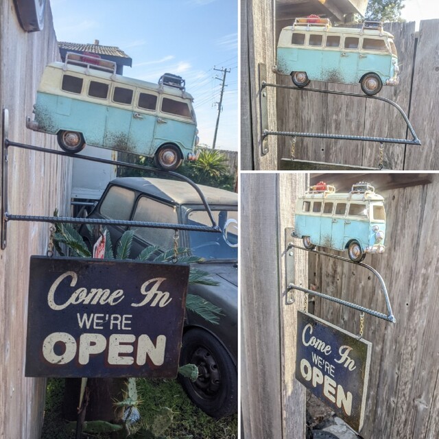 可愛らしい ワーゲンバス オープン看板 OPEN サインボード #店舗什器 インテリア/住まい/日用品のインテリア小物(ウェルカムボード)の商品写真