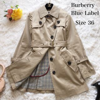 バーバリーブルーレーベル(BURBERRY BLUE LABEL)の美品バーバリーブルーレーベル トレンチコート ミドル丈 ライナー ベージュ 36(トレンチコート)