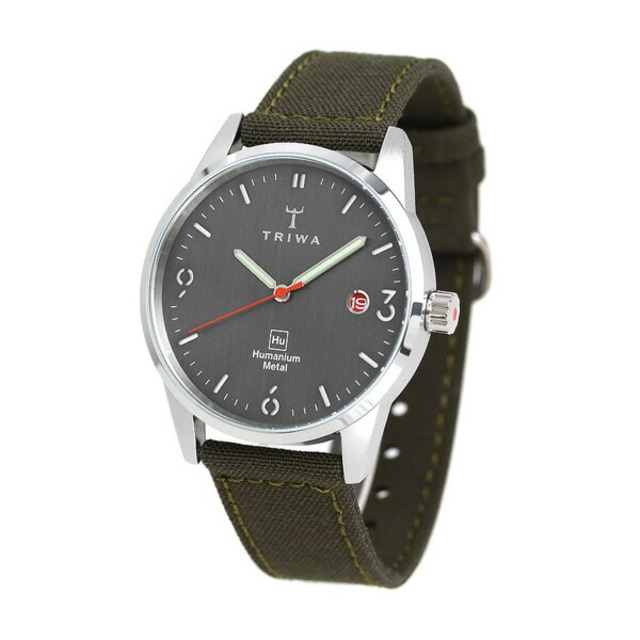 トリワ TRIWA 腕時計 メンズ HU39D-CL080912 ヒューマニウム メタル 39mm HUMANIUM METAL 39mm クオーツ（MIYOTA 1S13-3H/日本製） ダークグレーxミリタリーグリーン アナログ表示