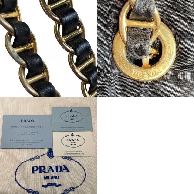 PRADA プラダ テスート ナイロン TESSUTO CATENA チェーンショルダー バッグ ブラック 三角プレート 保存袋