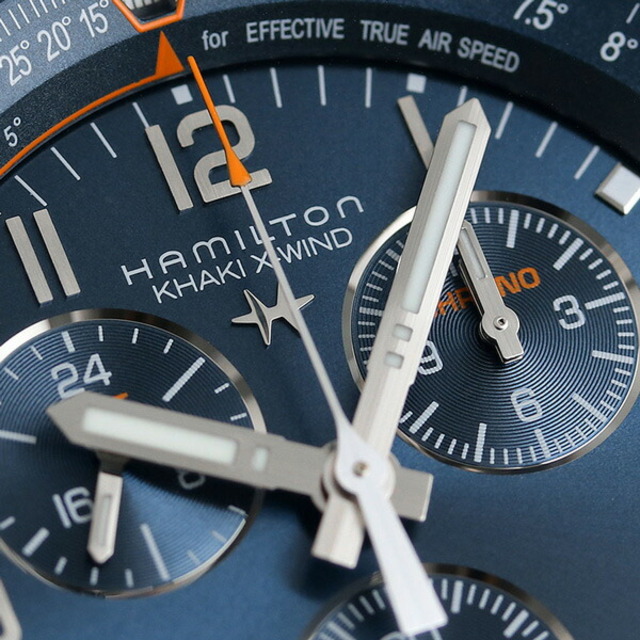 ハミルトン HAMILTON 腕時計 メンズ H77922141 カーキ アヴィエーション X-ウィンド GMT クロノグラフ クオーツ 46mm KHAKI AVIATION X-WIND GMT CHRONOGRAPH QUARTZ 46mm クオーツ（G10.962） ブルーxシルバー アナログ表示