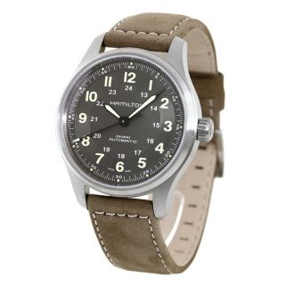 ハミルトン(Hamilton)の【新品】ハミルトン HAMILTON 腕時計 メンズ H70545550 カーキ フィールド チタニウム オート 42mm KHAKI FIELD TITANIUM AUTO 42mm 自動巻き（H-10/手巻き付） グレーxブラウン アナログ表示(腕時計(アナログ))