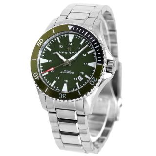 ハミルトン(Hamilton)の【新品】ハミルトン HAMILTON 腕時計 メンズ H82375161 カーキ ネイビー スキューバ オート 40mm KHAKI NAVY SCUBA AUTO 40mm 自動巻き（H-10/手巻き付） グリーンxシルバー アナログ表示(腕時計(アナログ))