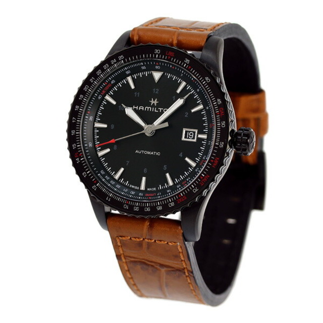 Hamilton - ハミルトン 腕時計 メンズ H76625530 HAMILTON 自動巻き（H-10/手巻き付） ブラックxライトブラウン アナログ表示