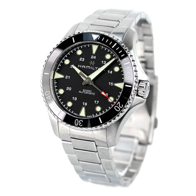 ハミルトン HAMILTON 腕時計 メンズ H82515130 カーキ ネイビー スキューバ オート 43mm KHAKI NAVY SCUBA AUTO 43mm 自動巻き（H-10/手巻き付） ブラックxシルバー アナログ表示