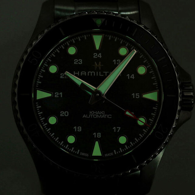 ハミルトン HAMILTON 腕時計 メンズ H82515130 カーキ ネイビー スキューバ オート 43mm KHAKI NAVY SCUBA AUTO 43mm 自動巻き（H-10/手巻き付） ブラックxシルバー アナログ表示