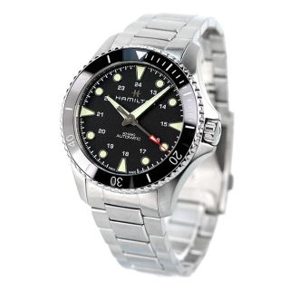 ハミルトン(Hamilton)の【新品】ハミルトン HAMILTON 腕時計 メンズ H82515130 カーキ ネイビー スキューバ オート 43mm KHAKI NAVY SCUBA AUTO 43mm 自動巻き（H-10/手巻き付） ブラックxシルバー アナログ表示(腕時計(アナログ))