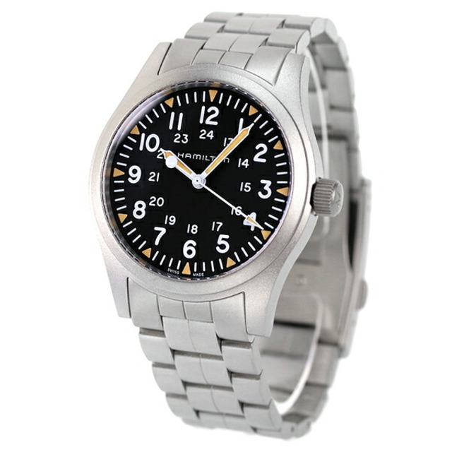 【新品】ハミルトン HAMILTON 腕時計 メンズ H69529133 カーキ フィールド 42mm Khaki Field 42mm 手巻き（H-50） ブラックxシルバー アナログ表示約22mmバックル幅