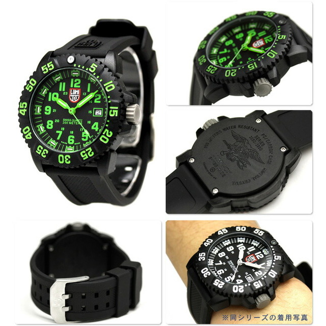 ルミノックス LUMINOX 腕時計 メンズ l3067 クオーツ ブラックxブラック/グリーン アナログ表示