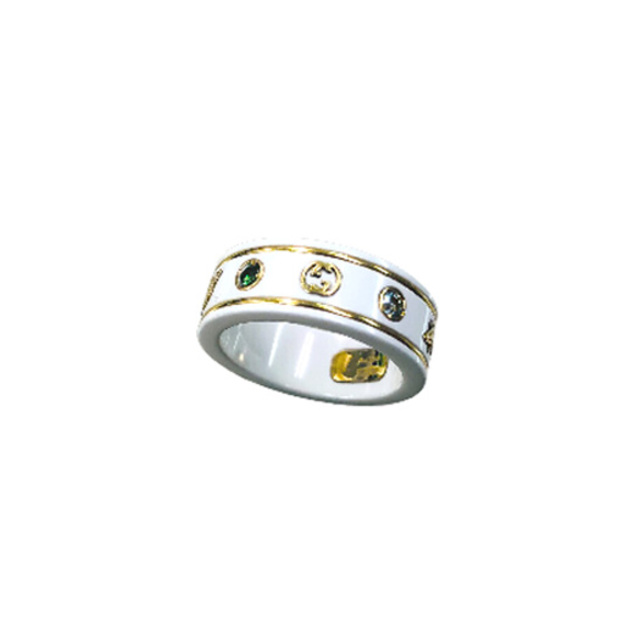Gucci(グッチ)のグッチ ジェム ストーン アイコン リング K18YG 10号 ホワイト ジルコニア 527095 指輪 ジュエリー GUCCI 横浜BLANC レディースのアクセサリー(リング(指輪))の商品写真