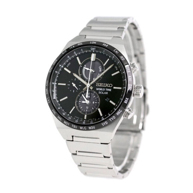 セイコー 腕時計 メンズ SBPJ025 セイコーセレクション ソーラー（V195） ブラックxシルバー アナログ表示
