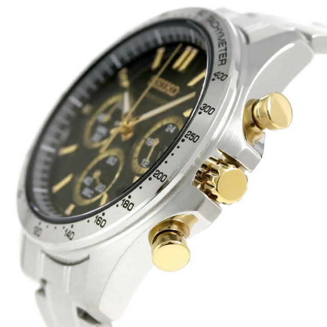 セイコー 腕時計 メンズ SBTR015 セイコーセレクションクロノグラフ 42mm CHRONOGRAPH 42mm クオーツ（8T63/日本製） ブラックxシルバー アナログ表示