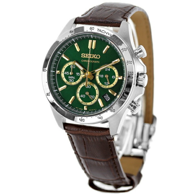 SEIKO(セイコー)の【新品】セイコー SEIKO 腕時計 メンズ SBTR017 セイコーセレクションクロノグラフ 42mm CHRONOGRAPH 42mm クオーツ（8T63/日本製） グリーンxダークブラウン アナログ表示 メンズの時計(腕時計(アナログ))の商品写真
