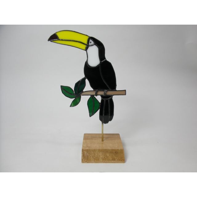 ガラスカッパテープ＊台座ステンドグラス オオハシ（Toucan）A　Lサイズ