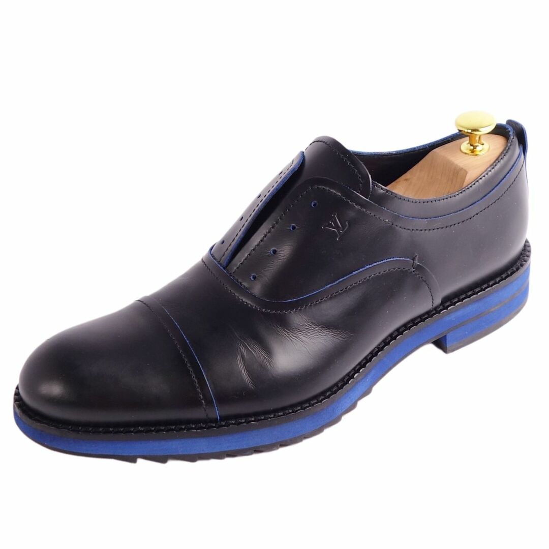 実寸サイズアウトソール美品 ルイヴィトン LOUIS VUITTON レザーシューズ オックスフォードシューズ ストレートチップ カーフレザー 革靴 メンズ 7.5(26.5cm相当) ブラック/ブルー
