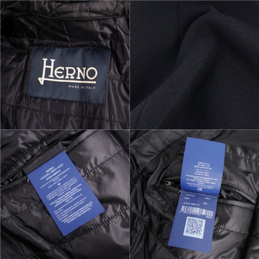 HERNO(ヘルノ)の美品 ヘルノ HERNO コート チェスターコート 中綿入り ウール アウター メンズ イタリア製 44(S相当) ブラック メンズのジャケット/アウター(その他)の商品写真