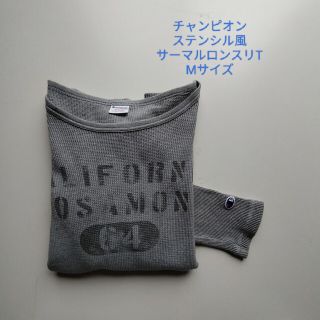 チャンピオン(Champion)のチャンピオン★復刻トリコタグ★ステンシル風染込プリント★サーマルロンスリT★M(Tシャツ/カットソー(七分/長袖))