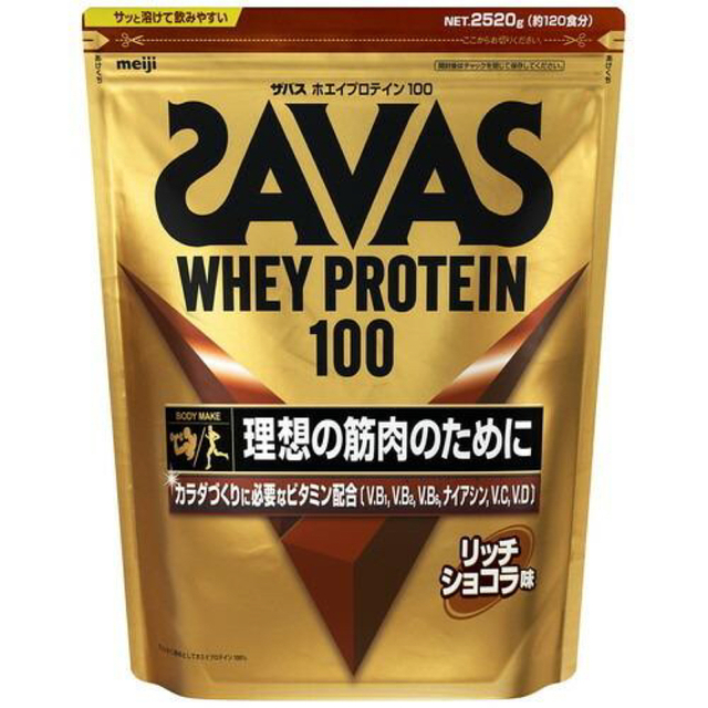 SAVAS(ザバス)のザバス ホエイプロテイン100 リッチショコラ味 2520g (約120食分) 食品/飲料/酒の健康食品(プロテイン)の商品写真