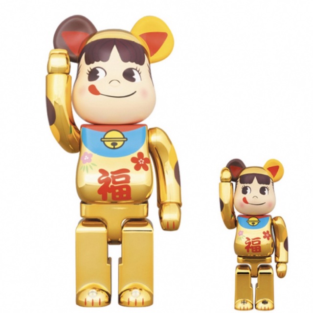 MONCLERBE@RBRICK 招き猫 ペコちゃん 福 金メッキ 100% & 400%