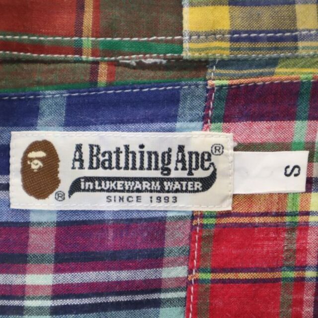 A BATHING APE - アベイシングエイプ パッチワーク風 チェック柄 長袖