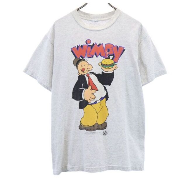 90s ポパイ ウィンピー プリント 半袖 Tシャツ グレー系  メンズ  220731 メール便可