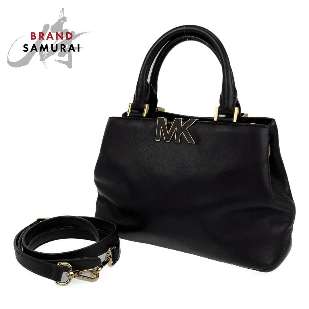 美品 Michael Kors マイケルコース ブラック ゴールド レザー 2way ショルダーバッグ ハンドバッグ レディース 400385