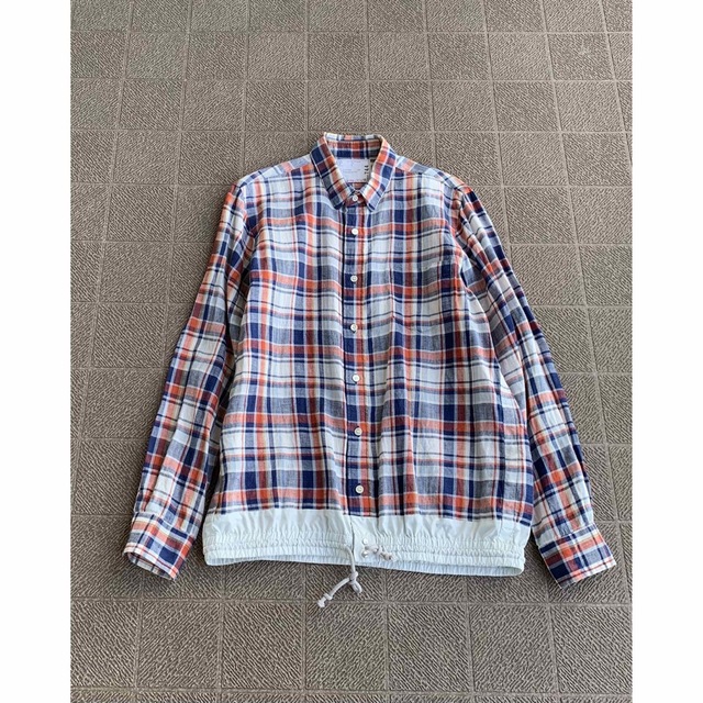 sacai サカイ 赤チェック後ろ身頃プリーツブラウス