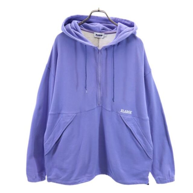 【極美品】X-LARGE　ハーフジップパーカー　Lサイズ　アーチロゴ　薄いグレー