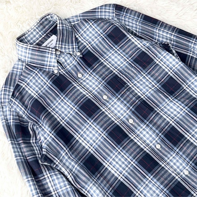 THOM BROWNE - 【美品】トムブラウン 長袖シャツ 青 チェック柄 1 S位