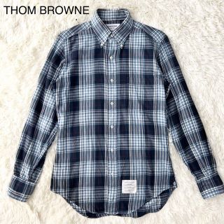 トムブラウン(THOM BROWNE)の【美品】トムブラウン 長袖シャツ 青 チェック柄 1 S位 ブラウス(シャツ)