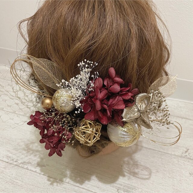 no.99結婚式　ブライダル　ウエディング　成人式　髪飾り　花　ドライフラワー