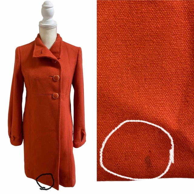 any SiS ロングコート エニィスィス 赤 M ステンカラー ジャケット レディースのジャケット/アウター(ロングコート)の商品写真