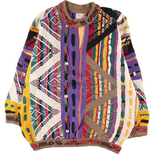 古着 90年代 クージー COOGI 総柄 コットンニットセーター
