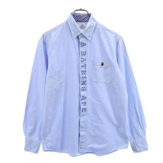 アベイシングエイプ(A BATHING APE)のアベイシングエイプ 日本製 ロゴ 長袖 ボタンダウンシャツ M ブルー系 A BATHING APE メンズ 【中古】  【220824】(シャツ)