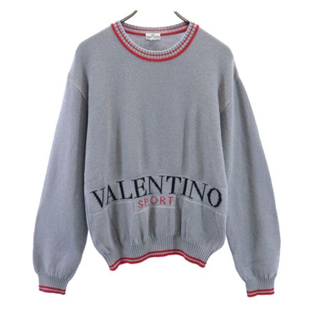 ヴァレンティノ 日本製 ロゴ ニット 38 グレー系 VALENTINO 長袖 セーター メンズ   【220825】