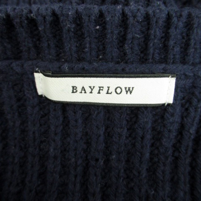 BAYFLOW(ベイフロー)のベイフロー ニット セーター ラウンドネック 長袖 ロールアップ 3 紺 レディースのトップス(ニット/セーター)の商品写真