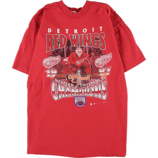 90年代 SPORT ATTACK NHL DETROIT RED WINGS デトロイトレッドウィングス スポーツプリントTシャツ USA製 メンズXL ヴィンテージ /eaa312315