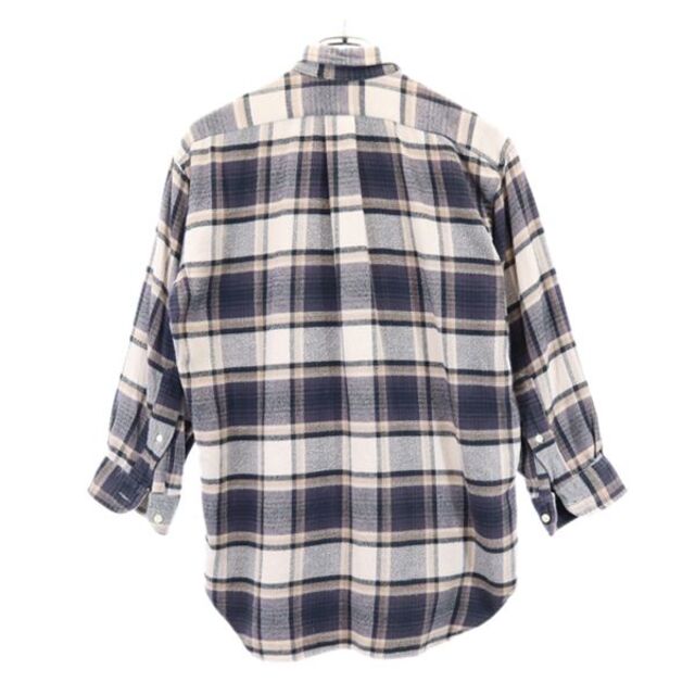 インディビジュアライズドシャツ USA製 チェック 七分袖 ネルシャツ 14 1/2 グレー×ベージュ INDIVIDUALIZED SHIRTS メンズ 【220826】 【中古】