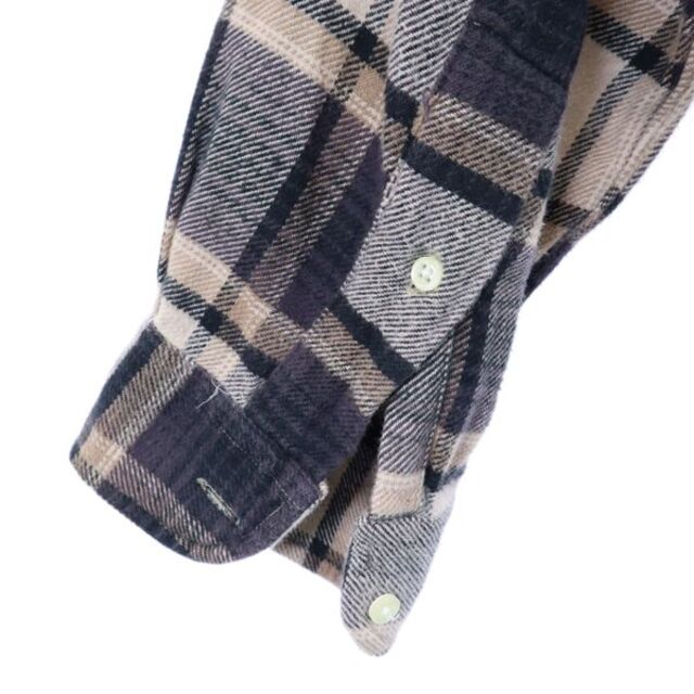 インディビジュアライズドシャツ USA製 チェック 七分袖 ネルシャツ 14 1/2 グレー×ベージュ INDIVIDUALIZED SHIRTS メンズ 【220826】 【中古】