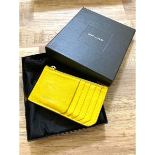 サンローラン(Saint Laurent)のサンローラン レザー 黄色 カードケース コインケース イエロー レディース(名刺入れ/定期入れ)