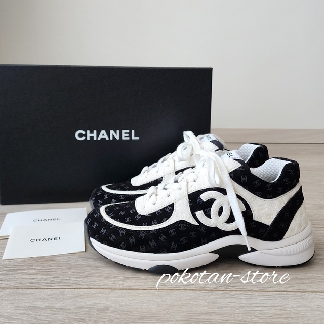 競売 CHANEL 未使用【シャネル】完売品 ココマーク ロゴ スニーカー 38