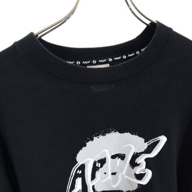 アベイシングエイプ 日本製 プリント 長袖 Tシャツ S ブラック系 A BATHING APE ロンT 星 メンズ   【231005】 メール便可