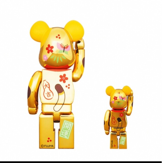 BE@RBRICK 招き猫 ペコちゃん 福 金メッキ 100% & 400% ハンドメイドのおもちゃ(フィギュア)の商品写真