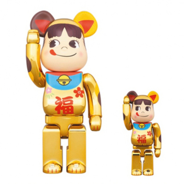 BE@RBRICK 招き猫 ペコちゃん 福 金メッキ 100% & 400%