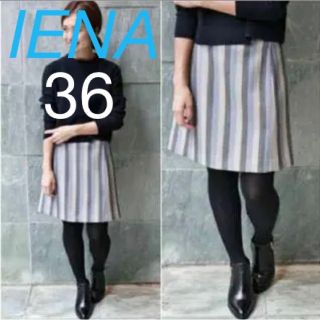 イエナ(IENA)のイエナ IENA スカート 台形 ミニ ウール ストライプ 36 グレー(ミニスカート)