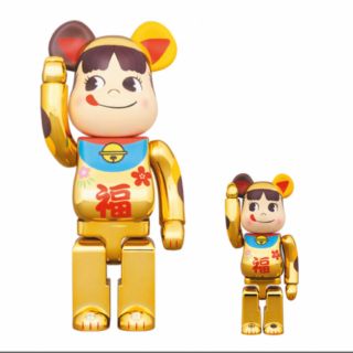 ベアブリック(BE@RBRICK)のBE@RBRICK 招き猫 ペコちゃん 福 金メッキ 100% & 400%(その他)